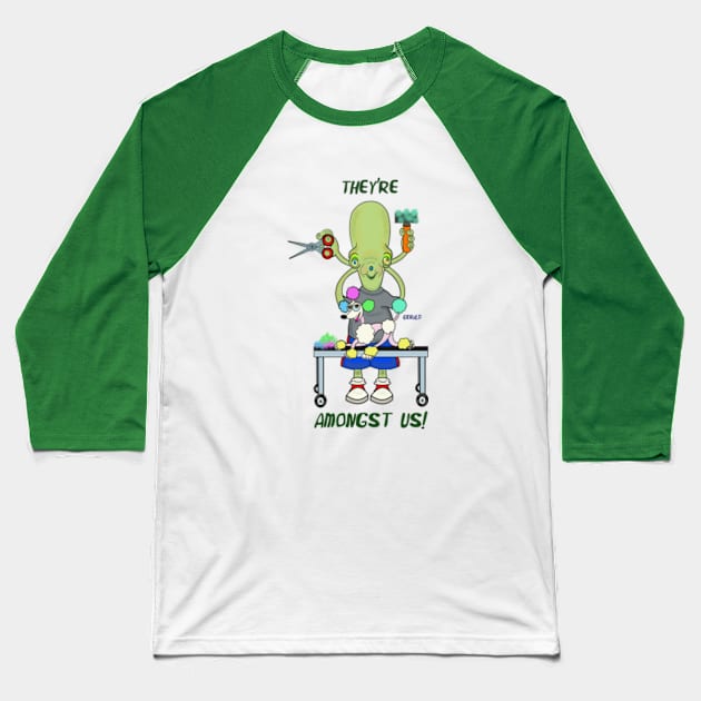 Gerald the Alien.  Dog Groomer Edition Baseball T-Shirt by GoogsInkBlot